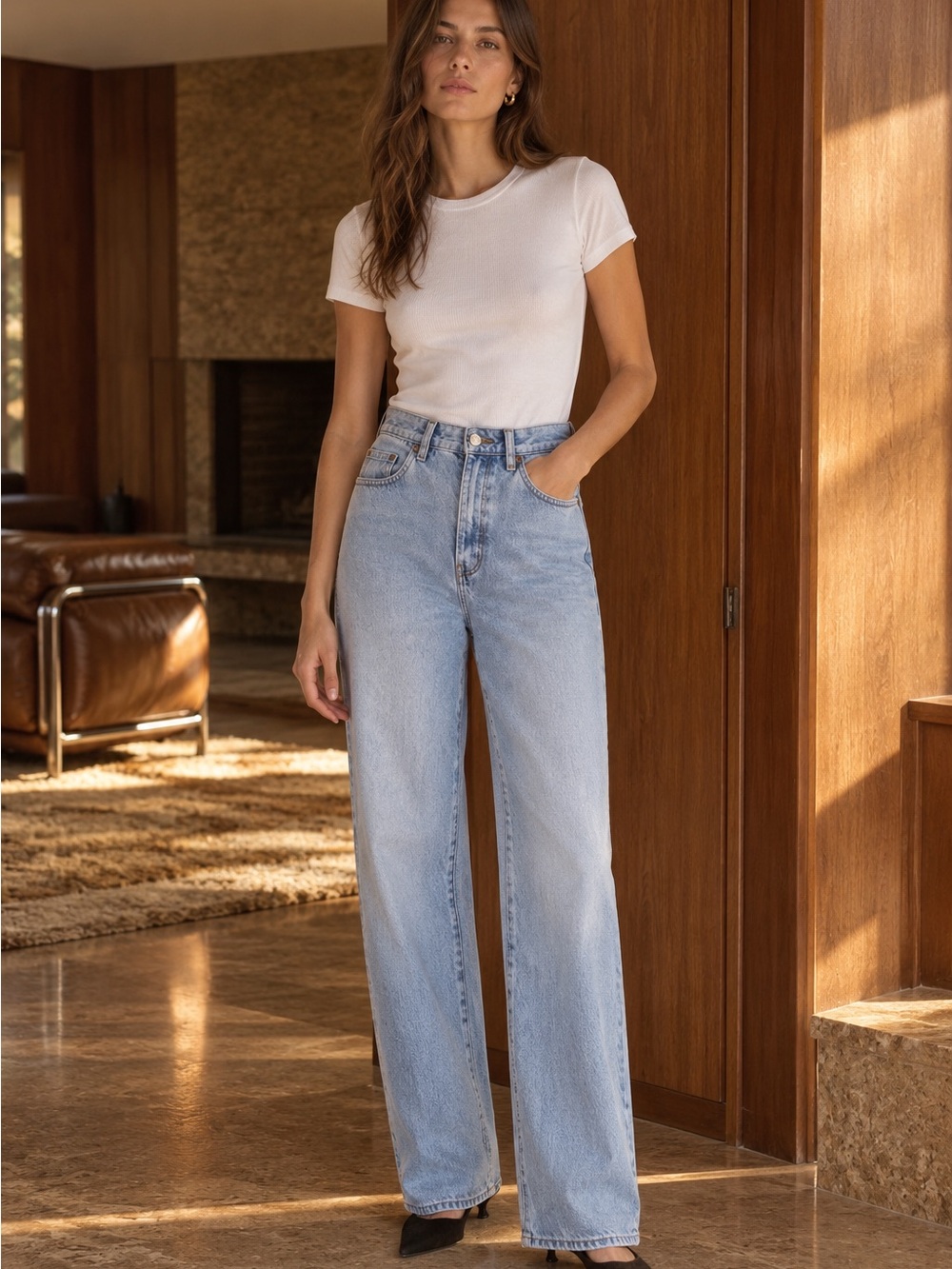 Rolla's Heidi High Rise Loose Straight Jeans G'Day Mate Light Blue 26